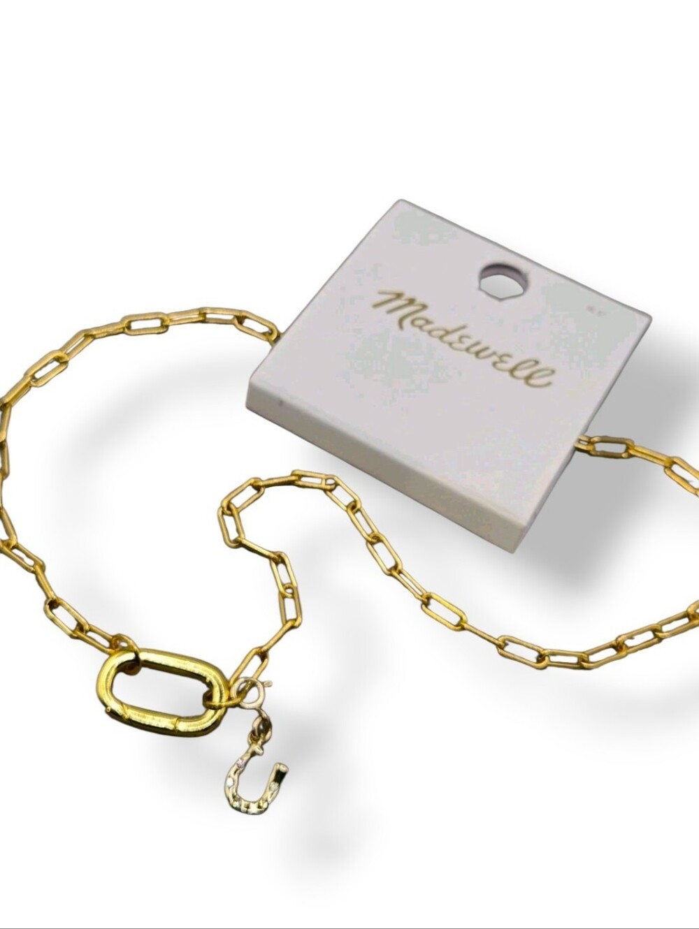 Madewell Gold Paperclip Chain Necklace Carabiner Horseshoe Charm Necklace 16.5"